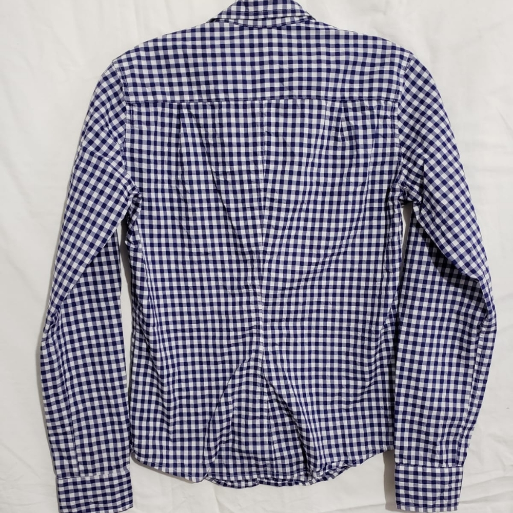 Frank & Eileen Barry Shirt Blue Gingham Tailored Size XS Italian Vintage Cotton - Picture 10 of 15